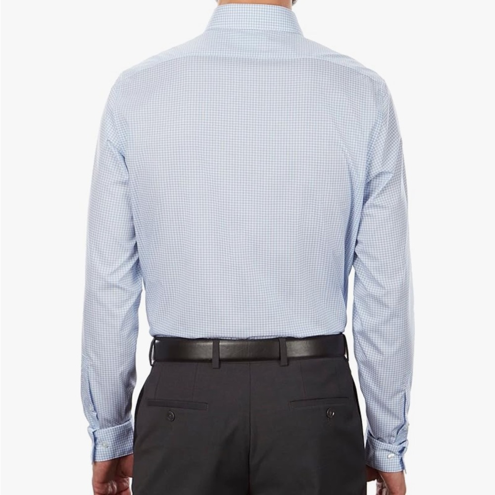 Like New Calvin Klein steel + slim fit small herringbone light blue, Small 14.5 - Picture 2 of 4